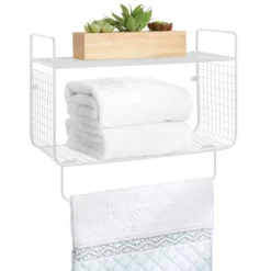 MDesign 2 Tier Storage Organizer Bath Shelf With Towel Bar, Wall Mount -Furniture Specialty Store GUEST 80a7be70 9430 4a1d bf45 52dbf610b9ea