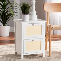 Sariah Wood Rattan 2 Door Nightstand White - Baxton Studio 17 Sariah Wood Rattan 2 Door Nightstand White - Baxton Studio -Furniture Specialty Store GUEST 80e649b1 dd30 4193 933f 940038c95f4a