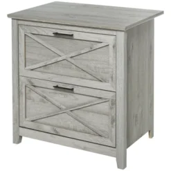 HOMCOM Retro Wooden 2-Drawer Lateral File Chest Cabinet Pedestal For Document Storage With Hanging Bar For Letter/Legal Size, Gray -Furniture Specialty Store GUEST 815f8a05 3a76 4391 a581 80edaa572895