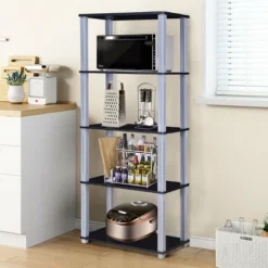 Costway 5-Tier Multi-Functional Storage Shelves Rack Display Bookcase Home Furni Black -Furniture Specialty Store GUEST 81d21931 d413 4865 b5b8 92e3e6ad237b