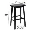 PJ Wood Classic Saddle-Seat 29 Inch Tall Kitchen Counter Stools For Homes, Dining Spaces, And Bars W/ Backless Seats, 4 Square Legs, Black, Set Of 2