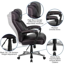 Flash Furniture HERCULES Series Big & Tall 500 Lb. Rated Black LeatherSoft Executive Swivel Ergonomic Office Chair With Adjustable Headrest -Furniture Specialty Store GUEST 829a4b45 e091 44f7 b33a 2bfc2e9b29ad