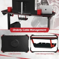 Costway 55'' Gaming Desk T-shaped Computer Desk W/ Full Mouse Pad & LED Lights -Furniture Specialty Store GUEST 82cb54d6 220a 46a1 8f52 bcc3a65a1b9c