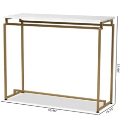 Renzo Metal Console Table With Faux Marble Tabletop White/Gold - Baxton Studio 15 Renzo Metal Console Table With Faux Marble Tabletop White/Gold - Baxton Studio -Furniture Specialty Store GUEST 82f24000 ba25 4a50 942b 6c73c8f76619