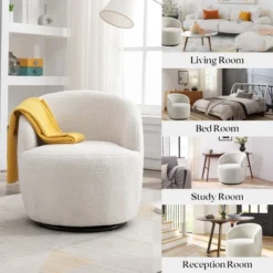 Set Of 2 Fannie 25.60'' Wide Small Size Boucle Upholstered 360° Swivel Barrel Chair-The Pop Maison -Furniture Specialty Store GUEST 83cc959e 3fb8 4db8 98a3 cb71e28465e1