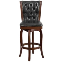 Merrick Lane Wood Stool In With Button Tufted Faux Leather Seat And Back And Footrest -Furniture Specialty Store GUEST 83d0e020 6258 4fe2 b933 8754e400a5fa
