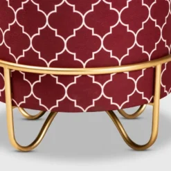Candice Quatrefoil Velvet Upholstered Metal Ottoman Red - Baxton Studio -Furniture Specialty Store GUEST 8416870d f676 4230 a4f0 d290feffafb6