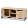 Ardon Bohemian Wood And Metal 2 Door Natural Rattan TV Stand For TVs Up To 40" Light Brown/Black - Baxton Studio -Furniture Specialty Store GUEST 84c9e31b 9c44 400e 854e 88647831c5e7