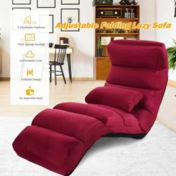 Costway Folding Lazy Sofa Chair Stylish Sofa Couch Bed Lounge Chair W/Pillow Burgundy -Furniture Specialty Store GUEST 84da9d3f eeb9 41b0 a7b6 ae8184ab0663