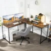 Costway L-Shaped Reversible Computer Desk 2-Person Long Table W/Monitor Stand -Furniture Specialty Store GUEST 84f3dc70 d45e 4191 8371 41ffb65e7f30