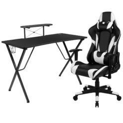BlackArc Delta Gaming Setup: Reclining Chair With Lumbar Support & Headrest; Desk With Detachable Headphone Hook/Cupholder & Monitor Stand -Furniture Specialty Store GUEST 8578a611 c0fc 4078 b2cd 069f26ff35cf
