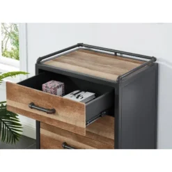 Dredan Metal Console Table With 4 Drawers Natural/Sand Black - MiBasics -Furniture Specialty Store GUEST 857f7579 cecc 420c a7f8 3e91d8cef5c6