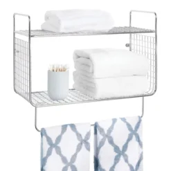 MDesign 2 Tier Storage Organizer Bath Shelf With Towel Bar, Wall Mount -Furniture Specialty Store GUEST 85dc00be 716a 4287 ae57 a15f0f17dd4b