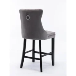 Set Of 2 Velvet Upholstered Barstools With Button Tufted Decoration, Chrome Nailhead Trim And Wooden Legs-ModernLuxe 19 Set Of 2 Velvet Upholstered Barstools With Button Tufted Decoration, Chrome Nailhead Trim And Wooden Legs-ModernLuxe -Furniture Specialty Store GUEST 862af9db f6ce 400a 934a 927d798fb90a