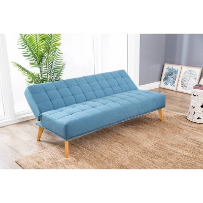 Carlie Mid Century Tufted Fabric Convertible Sofa Futon Blue - Abbyson Living 4 Carlie Mid Century Tufted Fabric Convertible Sofa Futon Blue - Abbyson Living - Image 2