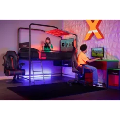 Twin Contra Customizable Mid-Sleeper Gaming Bed With TV Mount For TVs Up To 32" Black - X Rocker -Furniture Specialty Store GUEST 86c7936d a4fa 4c9d b24a 7c36c00d6b0e