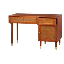 Allen Desk With Faux Rattan Front Accents Walnut - Angelo:HOME -Furniture Specialty Store GUEST 86e4ef8c 4eab 4170 849b ca5c2d436f53