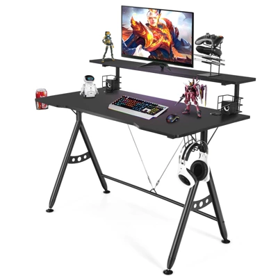 Tangkula Gaming Desk Dual Monitor Mount Ergonomic Y Shaped Computer Desk W/Cup Holder Headphone Hook 7 Tangkula Gaming Desk Dual Monitor Mount Ergonomic Y Shaped Computer Desk W/Cup Holder Headphone Hook - Image 5