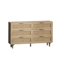6-Drawer Rattan Dresser For Living Room And Bedroom, Natural - ModernLuxe -Furniture Specialty Store GUEST 88e10631 59fb 4ddb b73c 522ff3746476