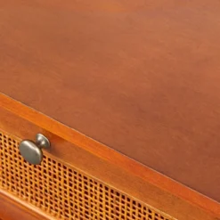 Allen Desk With Faux Rattan Front Accents Walnut - Angelo:HOME -Furniture Specialty Store GUEST 898d9675 aa5c 455c 805d 55482088e052