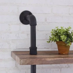 Modern Industrial 6-Tier Iron Pipe Wall Mount Ladder Shelf Distressed Wood - Danya B. -Furniture Specialty Store GUEST 89e1343f dc4e 47ec ae73 749041b07608