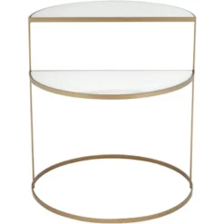 Kensington Hill Modern 2-Tier Half-Moon Gold Accent Side End Table 25" X 22 1/4" White Tempered Glass For Living Room Bedroom Home -Furniture Specialty Store GUEST 8b0b166c fd71 48e5 a8f9 7b3c9976fdd6