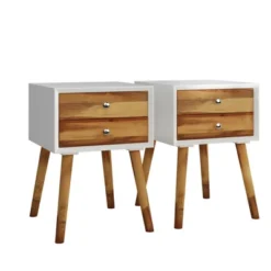 Costway 2PCS Wooden Nightstand Mid-Century End Side Table W/2 Storage Drawers -Furniture Specialty Store GUEST 8b216ce5 edf3 4832 a7cf 6734d4dd3557