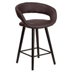 Emma And Oliver 24"H Cappuccino Wood Rounded Open Back Counter Height Stool -Furniture Specialty Store GUEST 8b2b468f 8f16 4a25 aa04 8f1514b1c6ea