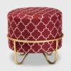 Candice Quatrefoil Velvet Upholstered Metal Ottoman Red - Baxton Studio -Furniture Specialty Store GUEST 8b6e6c57 fb9d 4fca 81da ce800cf01b00