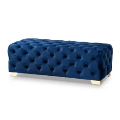 Avara Velvet Button Tufted Bench Ottoman - Baxton Studio -Furniture Specialty Store GUEST 8b8fbf5e 8255 4757 9f4c 85ad83edf5f1
