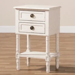 Lenore Country Cottage Farmhouse 2 Drawer Nightstand White - Baxton Studio -Furniture Specialty Store GUEST 8c4f9cfd 9007 4a24 a9d1 ac7b9863b605