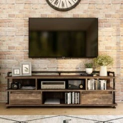 3pc Nanum Entertainment Console For TVs Up To 78" Reclaimed Oak - MiBasics -Furniture Specialty Store GUEST 8cc38ef4 91f0 4005 a1d0 379690719e60