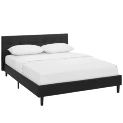 Linnea Vinyl Bed Queen Black - Modway