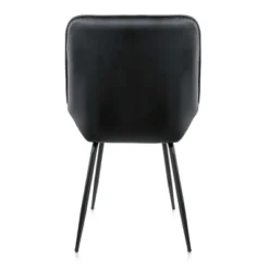 Elama 2 Piece Faux Leather Tufted Chair In Black With Black Metal Legs