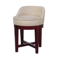 Bathroom Vanity Microfiber Swivel Chair With Solid Wood Legs Light Beige - Teamson Home -Furniture Specialty Store GUEST 8d2af2d6 6402 47b5 b87a d2d22e4750b3