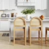 Wood Rattan Counter Barstool Warm Pine/Cream Linen - Nathan James