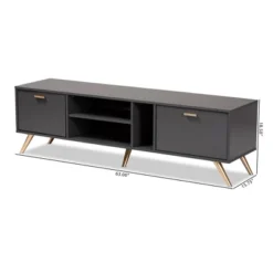 Kelson Wood TV Stand For TVs Up To 55" Dark Gray/Gold - Baxton Studio -Furniture Specialty Store GUEST 8daa77b0 01e9 47a6 b3ef 0595c968315a