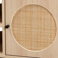 Ardon Bohemian Wood And Metal 2 Door Natural Rattan TV Stand For TVs Up To 40" Light Brown/Black - Baxton Studio -Furniture Specialty Store GUEST 8db65381 408d 4c9f 8131 66d1bf3c5171