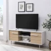 Modern 2 Door TV Stand For TVs Up To 65" Solid White/Coastal Oak/White - Saracina Home