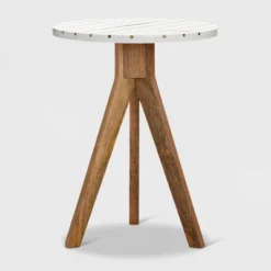 Amari Round Side Table With Brass Inlay Top White - Adore Decor -Furniture Specialty Store GUEST 8ecd1681 3dbc 4fda a6e2 9de421ad6538