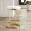 55 Downing Street Gold Bar Stool 26" High Modern White Fabric Cushion With Footrest For Kitchen Counter Height Island Home House -Furniture Specialty Store GUEST 8faf2e31 b464 4b27 b2a3 585e6bba9cec