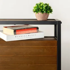 Suzanne Metal And Bamboo Platform Bed Frame With Headboard Shelf Brown - Zinus