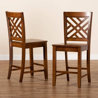 2pc Caron Wood Counter Stool Set - Baxton Studio 8 2pc Caron Wood Counter Stool Set - Baxton Studio - Image 6