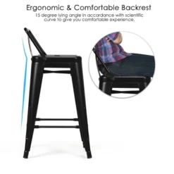 Tangkula Set Of 4 Metal Bar Stools 24" Industrial Chair Low Back Black -Furniture Specialty Store GUEST 9057936b 72c3 47cb 918d 3d7a496ed202