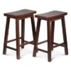 PJ Wood Classic Saddle-Seat 24" Tall Kitchen Counter Stools For Homes, Dining Spaces, And Bars W/ Backless Seats, 4 Square Legs, Walnut (Set Of 6) -Furniture Specialty Store GUEST 90e8706c 6c96 48f2 bd42 479f65744fc6