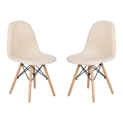 Emma And Oliver Set Of 2 Dorset Series Faux Shearling Accent Chairs With Beechwood Legs For Living Room, Bedroom, Dorm And More -Furniture Specialty Store GUEST 92bb0612 0f7c 4943 9847 ecfa39e5e200