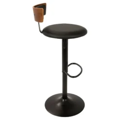 Weller Contemporary Barstool With Black Frame Walnut Wood/Black - Lumisource