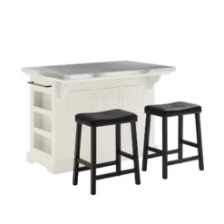 Julia Stainless Steel Top Kitchen Island With 2 Upholstered Saddle Counter Height Barstools White - Crosley 15 Julia Stainless Steel Top Kitchen Island With 2 Upholstered Saddle Counter Height Barstools White - Crosley -Furniture Specialty Store GUEST 92ce2bea 4bff 43d0 9889 3603d82fd9fd
