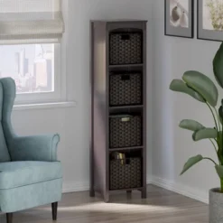 55.98" 5pc Terrace Storage Shelf With Baskets Espresso/Chocolate - Winsome -Furniture Specialty Store GUEST 93a73541 0cbb 4acb a6ee 354004ada3fe