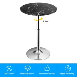 Costway 4PCS Round Bistro Bar Table Height Adjustable 360-degree Swivel WhiteBlack -Furniture Specialty Store GUEST 956df289 e0d2 4189 ad8b bc019bf5c22e 1